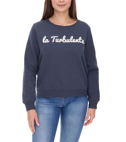 Pull en coton femme Les Les Tropeziennes, pull d'été avec inscription brodée, col rond, 1 122 0572C B Bleu marine
