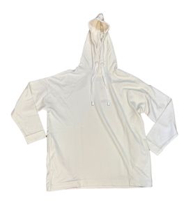 vestino Damen Hoodie mit Seitentaschen Kapuzen-Pullover Alltags-Pulli 900901 Creme-Weiß