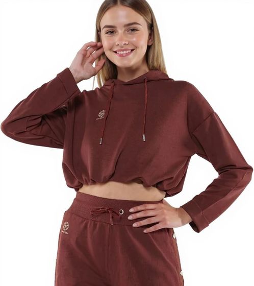 YOU DO YOU Damen Cropped-Hoodie mit Kapuze Alltags-Pullover Yoga-Mode 905081 Mahagoni-Braun