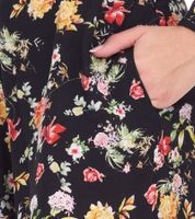 vestino Damen Jumpsuit mit Blumen-Print transparenter Sommer-Einteiler Langarm-Overall 900549 Schwarz