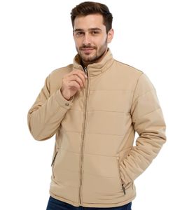 Herren Stepp-Jacke in Veloursleder-Optik mit Kapuze wattierte Jacke 919039 Beige