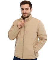 Herren Stepp-Jacke in Veloursleder-Optik mit Kapuze wattierte Jacke 919039 Beige