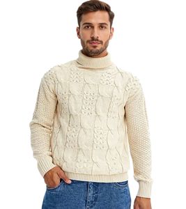Pull tricoté pour homme, pull à col roulé avec motif torsadé, pull d'hiver, grandes tailles 938114 beige Pull tricoté pour homme, pull à col roulé avec motif torsadé, pull d'hiver, grandes tailles 938114 beige