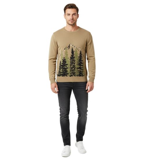 Herren Feinstrick-Pullover Rundhals-Pullover mit Wald und Berge-Muster Winter-Pulli Große Größen 971556 Khaki Herren Feinstrick-Pullover Rundhals-Pullover mit Wald und Berge-Muster Winter-Pulli Große Größen 971556 Khaki