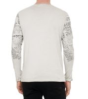 Camisa de manga larga para hombre con estampado de motivos urbanos. Camisa de manga larga con tapeta de botones en el escote. R-10141 Beige