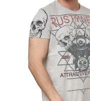 T-shirt homme en coton à imprimé tête de mort rocker, col rond, gris, R-15261