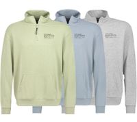 STITCH & SOUL Herren Sweater mit Reißverschluss moderner Troyer-Pullover mit Stehkragen Baumwoll-Pullover H10014C21404A in Grau, Blau oder Grün