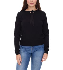 Suéter de mujer Vestino con lazo, camisa de manga larga, suéter de diario 901088 negro Suéter de mujer Vestino con lazo, camisa de manga larga, suéter de diario 901088 negro