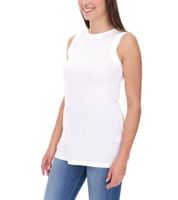 COURSE Damen Long-Top Rundhals-Shirt Sommer-Top Tank-Top Freizeit-Shirt 900789 Weiß