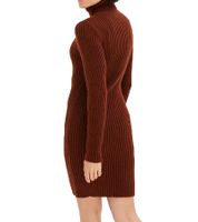 Damen Strick-Kleid Mini-Kleid mit Rollkragen und Ausschnittdetails Langarm-Kleid in Mahagoni-Braun oder Dunkel-Blau Damen Strick-Kleid Mini-Kleid mit Rollkragen und Ausschnittdetails Langarm-Kleid in Mahagoni-Braun oder Dunkel-Blau