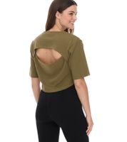 YOU DO YOU T-shirt corta da donna con taglio posteriore in cotone, 905051, cachi