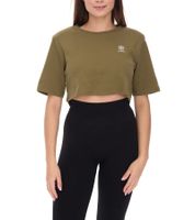 YOU DO YOU Damen T-Shirt im Cropped-Style Fitness-Top mit Rücken-Cut Out Baumwoll-Shirt 905051 Khaki