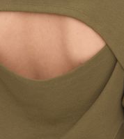 YOU DO YOU Damen T-Shirt im Cropped-Style Fitness-Top mit Rücken-Cut Out Baumwoll-Shirt 905051 Khaki