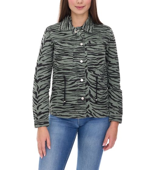 Chaqueta de transición para mujer Vestino, de algodón con estampado animal, vaquera de verano 900810 Caqui/Negro