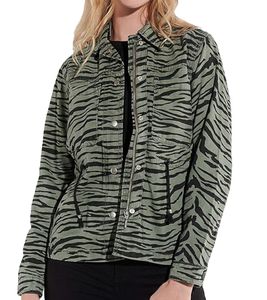 Veste mi-saison femme Vestino, veste en coton à motif animalier, veste d'été en denim 900810 Kaki/Noir