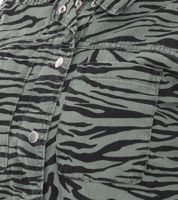 vestino Damen Übergangs-Jacke Baumwoll-Jacke mit Tiermuster Jeans-Sommer-Jacke 900810 Khaki/Schwarz