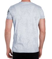 T-shirt homme en coton à imprimé tête de mort rocker, col rond, modèle R-15191, gris