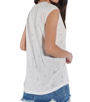vestino Damen Top Kurzarm-Shirt mit Stern-Muster Sommer-Shirt 900739 Weiß