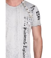 T-shirt homme imprimé Pillard et Exploitant, col rond, en coton, gris, R-15191