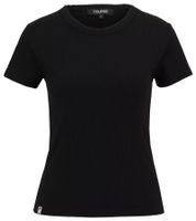 COURSE Damen T-Shirt Ripp-Shirt Sommer-Shirt Kurzarm-Shirt Freizeit-Shirt 900689 Schwarz