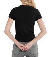 T-shirt côtelé pour femme COURSE, chemise d'été à manches courtes, chemise de loisirs 900689, noir