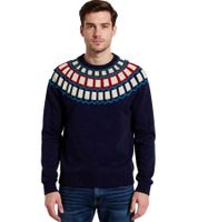 Pull tricoté pour homme avec motif géométrique, pull de loisirs en noir ou bleu