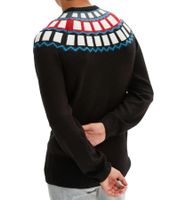 Pull tricoté pour homme avec motif géométrique, pull de loisirs en noir ou bleu