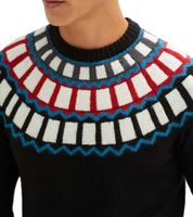 Pull tricoté pour homme avec motif géométrique, pull de loisirs en noir ou bleu