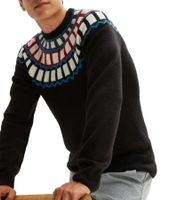 Pull tricoté pour homme avec motif géométrique, pull de loisirs en noir ou bleu