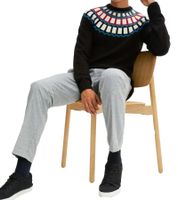 Pull tricoté pour homme avec motif géométrique, pull de loisirs en noir ou bleu