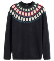 Pull tricoté pour homme avec motif géométrique, pull de loisirs en noir ou bleu