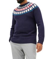 Pull tricoté pour homme avec motif géométrique, pull de loisirs en noir ou bleu