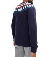 Pull tricoté pour homme avec motif géométrique, pull de loisirs en noir ou bleu