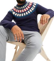 Pull tricoté pour homme avec motif géométrique, pull de loisirs en noir ou bleu