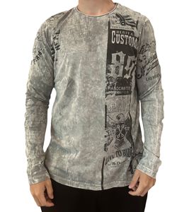 Camicia a maniche lunghe da uomo in stile batik con stampa urbana R-10146, maglione estivo grigio chiaro