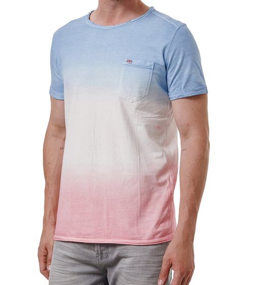 Camiseta de algodón de verano para hombre, cuello redondo, R-15191 R-15282 Azul/Blanco/Rosa