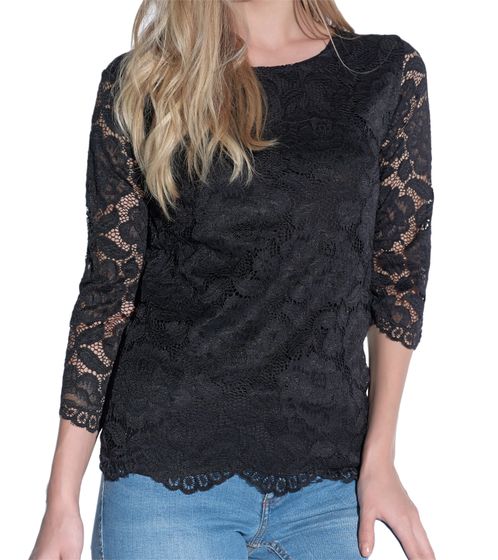 Vestino Women's Summer Shirt, Stylish Long-Sleeved Shirt with 3/4 Sleeves, 900528 Black