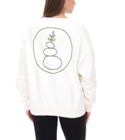 YOU DO YOU Damen Pullover mit Rücken-Print Baumwoll-Sweater Langarm-Shirt Yoga-Mode 905071 Weiß