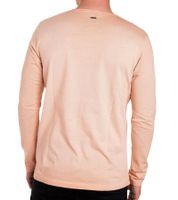 Herren Langarm-Shirt mit Schriftzug Sommer-Baumwoll-Longsleeve mit V-Ausschnitt Freizeit-Pullover R-10115 Hell-Orange