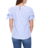 sequano Damen Blusen-Shirt T-Shirt Kurzarm-Bluse stylisches Sommer-Shirt 901509 Weiß/Blau