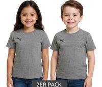 2-Pack Value Pack: PUMA TeamGoal 23 Boys' & Girls' Cotton T-Shirt with Logo Patch, T-Shirt 656709, 33 Gray