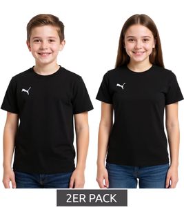 Lot de 2 t-shirts de sport PUMA TeamGoal 23 pour garçon et fille, en coton avec patch logo, T-shirt 656709 03 Noir Lot de 2 t-shirts de sport PUMA TeamGoal 23 pour garçon et fille, en coton avec patch logo, T-shirt 656709 03 Noir