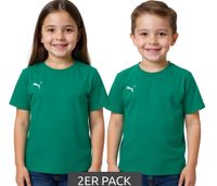 Confezione da 2 magliette sportive PUMA TeamGoal 23 da bambino e da bambina, maglietta in cotone con toppa con logo, T-shirt 656709 05 Verde