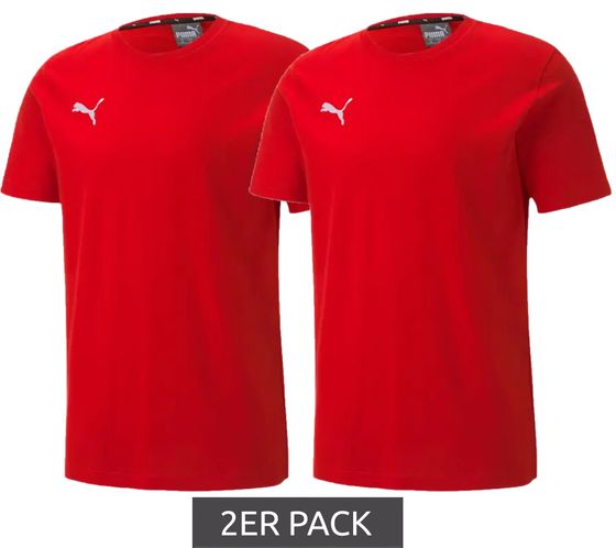 Pack de 2 camisetas deportivas PUMA TeamGoal 23 para niño y niña, camiseta de algodón con parche del logotipo, camiseta 656709 01 Rojo