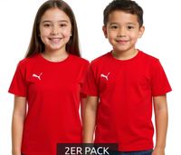 2er Sparpack PUMA TeamGoal 23 Jungen & Mädchen Sport-Shirt Baumwoll-Shirt mit Logo-Patch T-Shirt 656709 01 Rot
