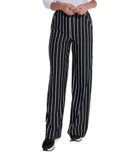 Pantalones de negocios de cintura alta para mujer COURSE Pantalones de oficina a rayas Pantalones de diario Ajuste holgado 68695405 Negro/Blanco