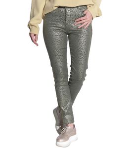 Pantalones de mujer Vestino con estampado de leopardo, detalles brillantes y rayas decorativas, pantalones de ocio, pantalones de primavera 900828 verde