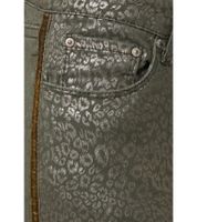 vestino Damen Leo-Print Hose mit schimmernden Details und Zierstreifen Freizeit-Hose Frühlings-Hose 900828 Grün