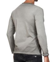 Herren Longsleeve Langarm-Shirt mit Adler-Druck Rundhals Baumwoll-Shirt R-10147 Grau