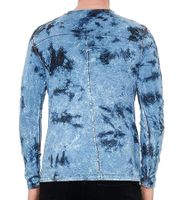 Camicia da uomo a maniche lunghe in stile batik con scritte, camicia a maniche lunghe, maglione estivo, camicia per il tempo libero R-10155 blu indaco
